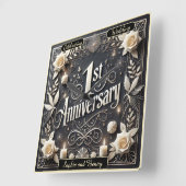 特別なマイルス祝トーンの最初の記念日 スクエア壁時計 (傾斜)