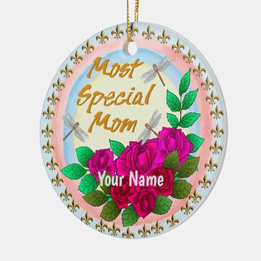 特別なママバラ名前をカスタムする セラミックオーナメント (左)