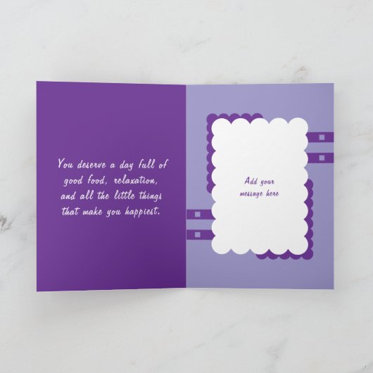 特別なママ写真パープル誕生日のために カード (内部)