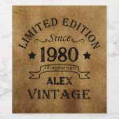 特別なヴィンテージ誕生日プレゼント ワインラベル (シングルラベル)