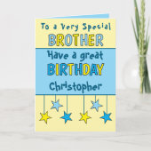 特別な兄弟の名前の青い誕生日 カード (正面)