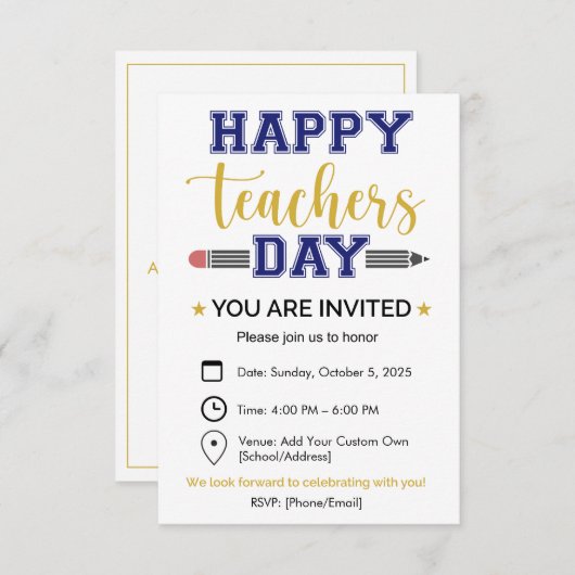 特別な先生の日 招待状 (正面/裏面)