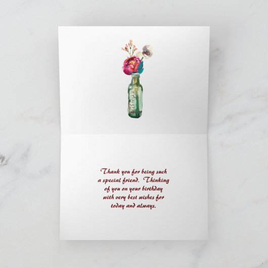 特別な友だちメッセージの猫と海誕生日 カード (内部)