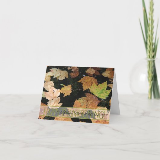 特別な友人と彼女の家族の感謝祭カード シーズンカード (正面)