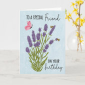 特別な友人の花とミツバチへの誕生日 カード (黄色い花)