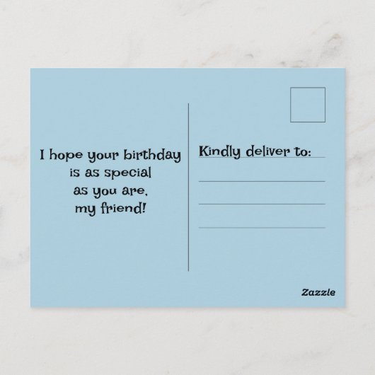 特別な友達の誕生日おめでとう タイポグラフィ ポストカード (裏面)