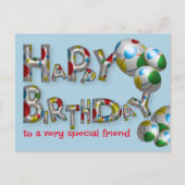 特別な友達の誕生日をお祝いするタイポグラフィ ポストカード (正面)