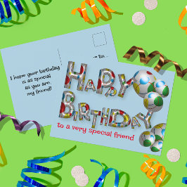 特別な友達の誕生日をお祝いするタイポグラフィ ポストカード