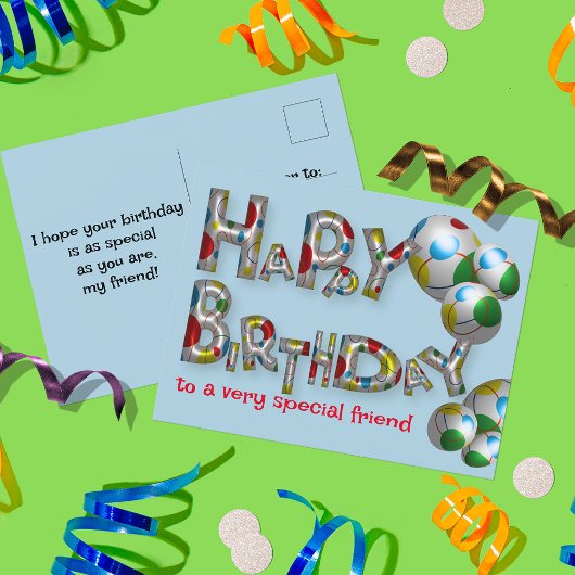 特別な友達の誕生日をお祝いするタイポグラフィ ポストカード