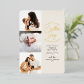 特別な喜びの写真 緑のホリデー 誕生のお知らせ 箔シーズンカード (立ち正面)