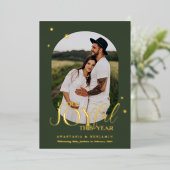 特別な喜びの妊娠発表クリスマスカード 箔シーズンカード (立ち正面)