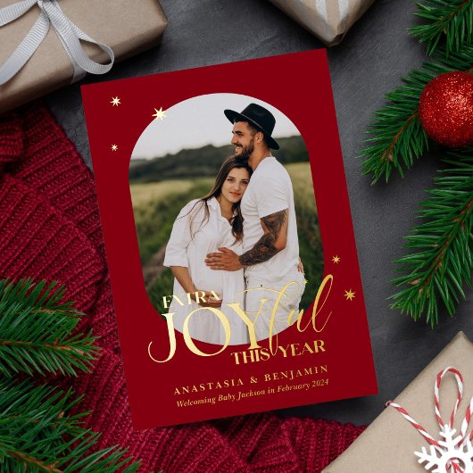 特別な喜びの妊娠発表クリスマスカード 箔シーズンカード