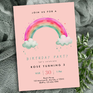 特別な女の子の誕生日招待状🌈🎉 招待状