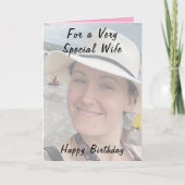 特別な妻のための写真ピンクの誕生日 カード (正面)