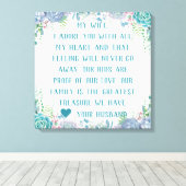 特別な妻への手紙 - 丈夫な多肉植物のボーダー付き キャンバスプリント (インサイチュ (ウッドフロア))