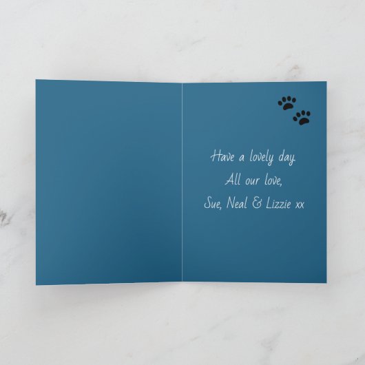 特別な姉妹パーソナライズされた誕生日カードの犬の写真 カード (内部)