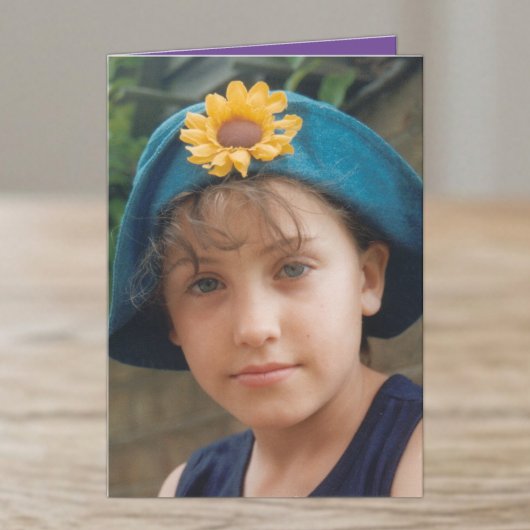 特別な姪の誕生日 紫 白 写真 カード