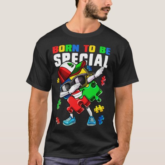 特別な存在として生まれたパズルのピース 自閉症啓発 F Tシャツ (正面)