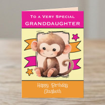 特別な孫娘のためのモンキーの子供たちのピンクの誕生日