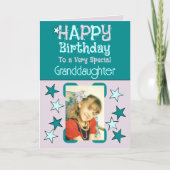 特別な孫娘の写真ターコイズ誕生日 カード (正面)