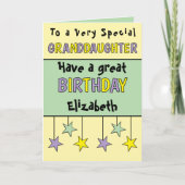 特別な孫娘の名前パープル誕生日 カード (正面)