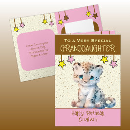 特別な孫娘ヒョウの子供の茶色の誕生日 カード