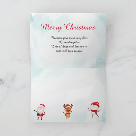 特別な孫娘メリークリスマスカードへ カード (内部)