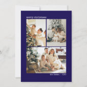 特別な家族の瞬間を永遠に保存する - ディープブルーの家族4人写真コラージュ シーズンカード (正面)