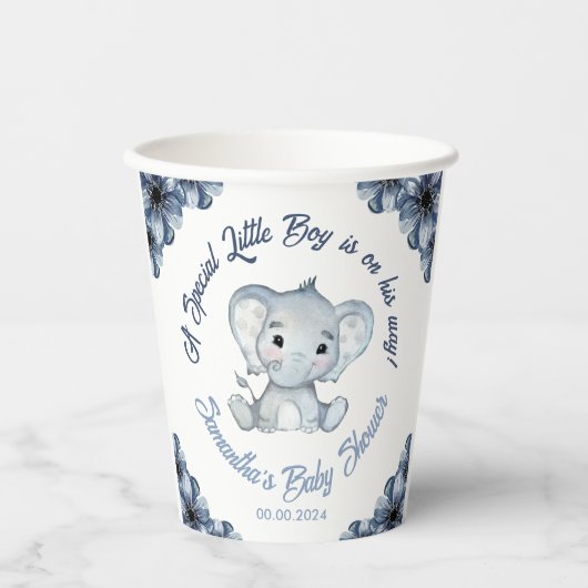 特別な小男の子が象の紙カップ 紙コップ (正面)