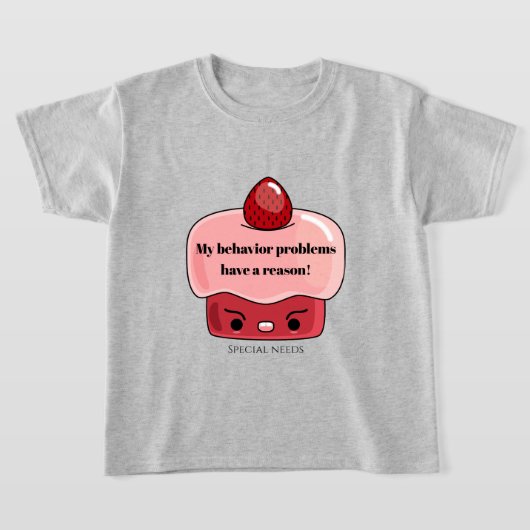 特別な必要性の行動の問題イライラしたカップケーキ Tシャツ (レイダウン)