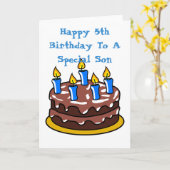 特別な息子へ5歳の誕生日おめでとう チョコレートケーキ カード (黄色い花)