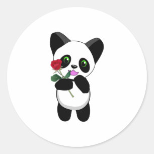 特別な愛のバラとハッピーパンダ ラウンドシール