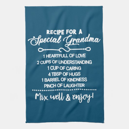 特別な感動的おばあちゃんのレシピ キッチンタオル (縦)