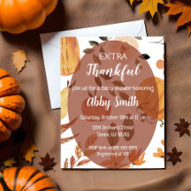 特別な感謝祭のベイビーシャワー招待状