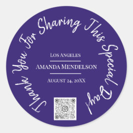 特別な日ありがとうQRコードロゴブルー ラウンドシール