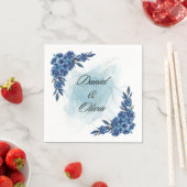 "特別な日にふさわしい上品な青い花のナプキン" スタンダードカクテルナプキン (インサイチュ)