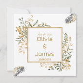 特別な日のためのゴールドグリーンラグジュアリー 招待状 (裏面)