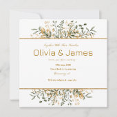 特別な日のためのゴールドグリーンラグジュアリー 招待状 (正面)