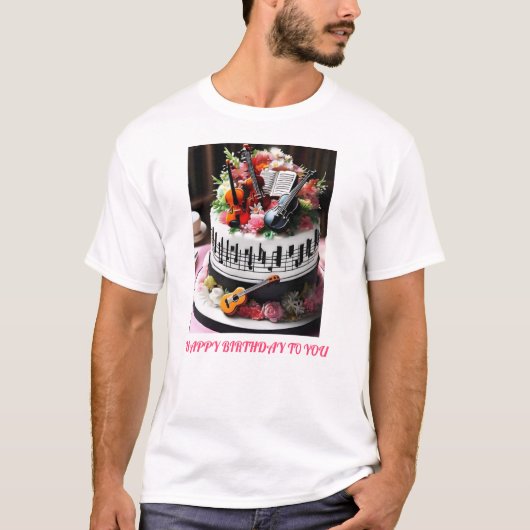 特別な日のケーキロゴデザインお祝い Tシャツ (正面)