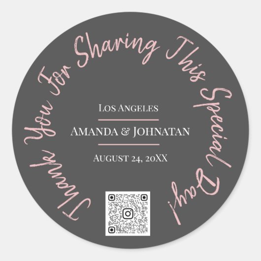 特別な日のシェアリングありがとう ホワイトQRロゴTシャツ ラウンドシール (正面)