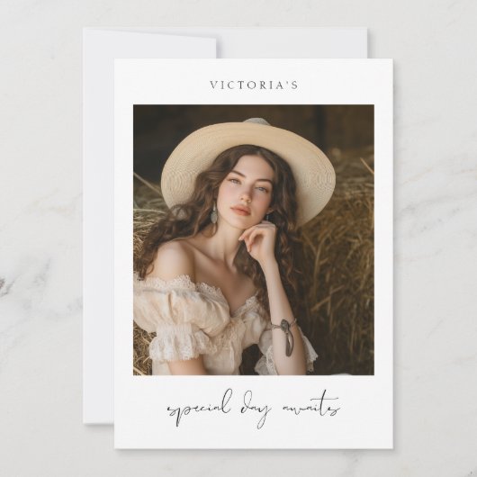 特別な日を待つ予算のブライダルシャワー写真 招待状 (正面)