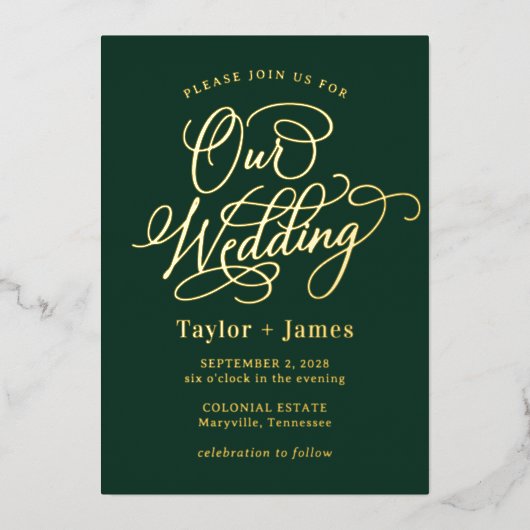 特別な日フォイルエレガントウェディング実在招待状 箔招待状 (正面)