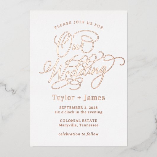 特別な日フォイルエレガントウェディング実在招待状 箔招待状 (正面)