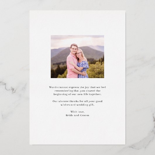 特別な日実在フォイルフォトサンキューカード 箔招待状 (裏面)