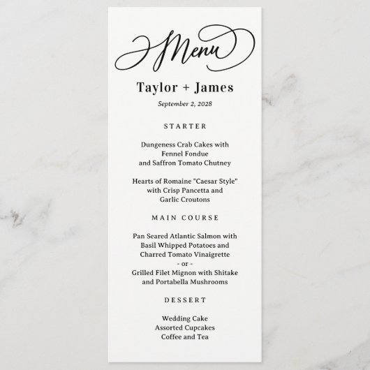 特別な日EDITABLE COLORの結婚メニューカード プログラム (正面)