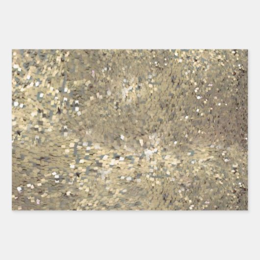 特別な機会のためのセクインをテーマにした金ゴールドギフトラップ ラッピングペーパーシート (正面3)