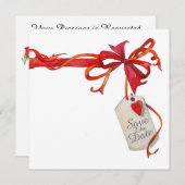 特別な機会レッドリボンとバラ招待状 招待状 (正面/裏面)