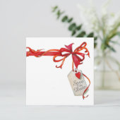 特別な機会レッドリボンとバラ招待状 招待状 (スタンド正面)