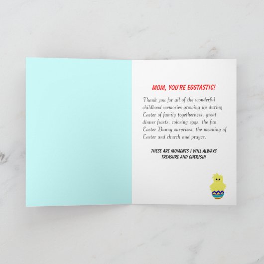 特別な母の黄色の孵化した雛カラフル卵 シーズンカード (内部)