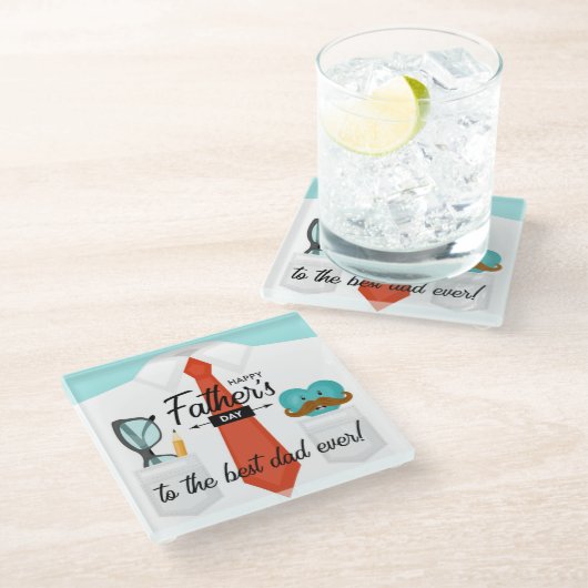 特別な父の日に最高のパパへ ガラスコースター (アングル)